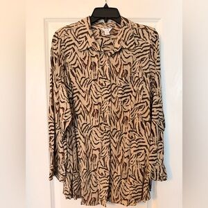 Stylish Zebra Print Button-Down Shirt